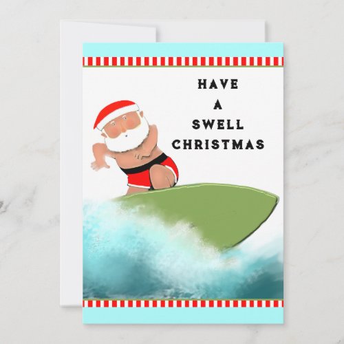 Surfing Christmas Holiday Card