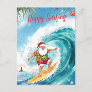 Surfing Christmas with SANTA CLAUS  Postcard