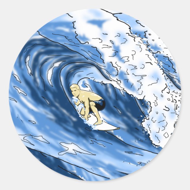 Surfing Classic Round Sticker (Front)