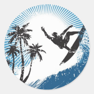 Surfing Classic Round Sticker