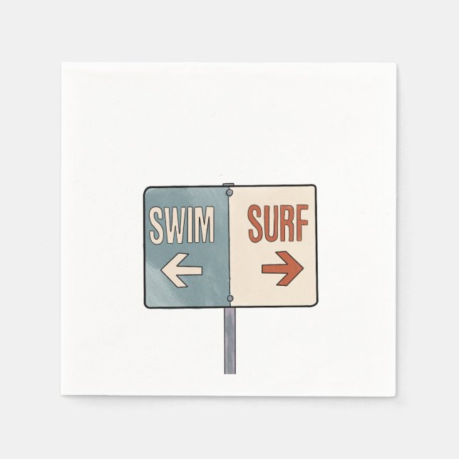 Surfing cocktail napkins. Malibu wedding Napkins (Front)
