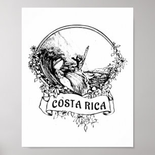 Surfing Costa Rica Pura Vida Vintage Retro Vacatio Poster