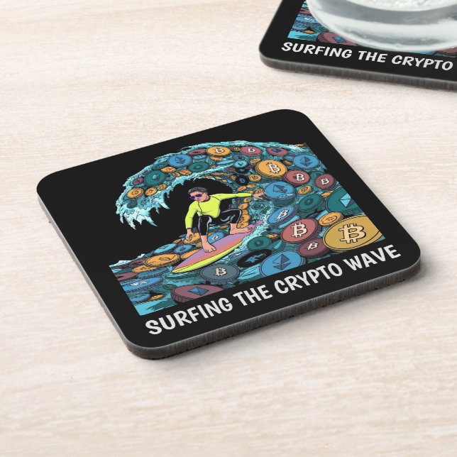 Surfing Crypto Beverage Coaster (Left Side)