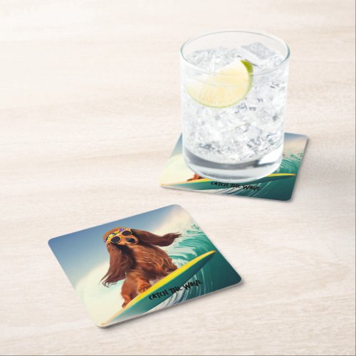 Surfing Dachshund Drink Coasters