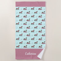 Surfing Dachshunds Beach Towel