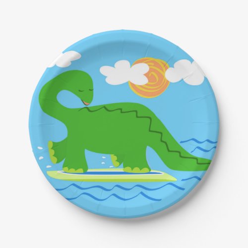 Surfing Dinosaur Paper Plates