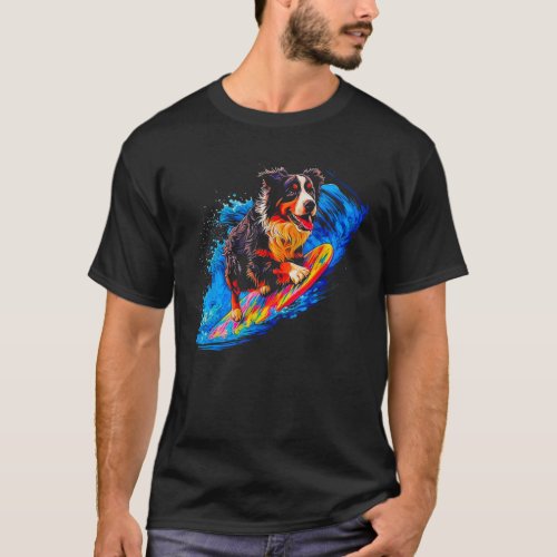 Surfing Dog Australian Shepherd T_Shirt