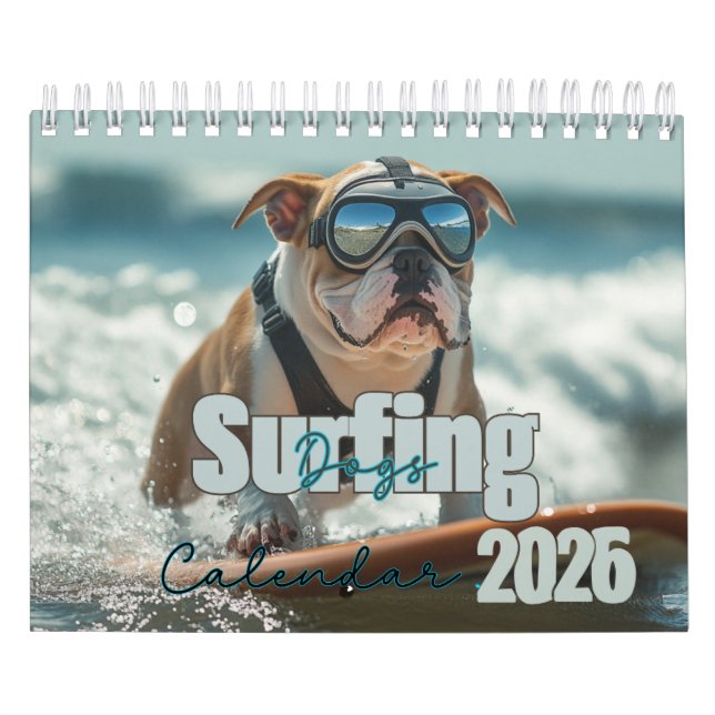 Surfing Dog Calendar, 2026 Calendar, Dog Calendar (Cover)