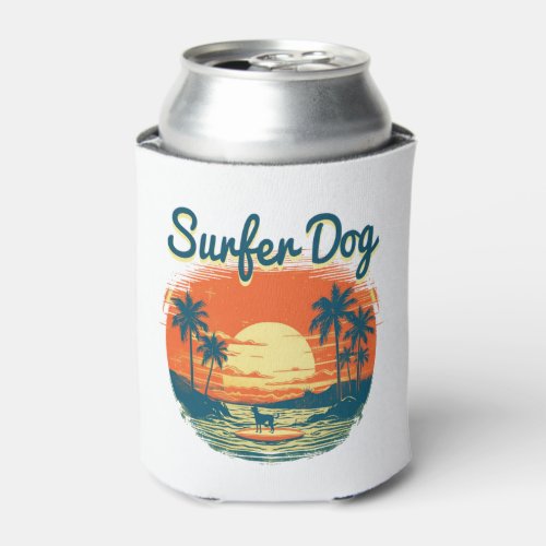 Surfing dog  can cooler