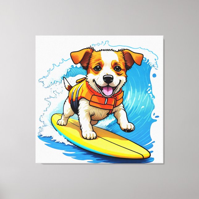 Surfing Dog Canvas Print (Front)