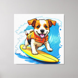 Surfing Dog Canvas Print
