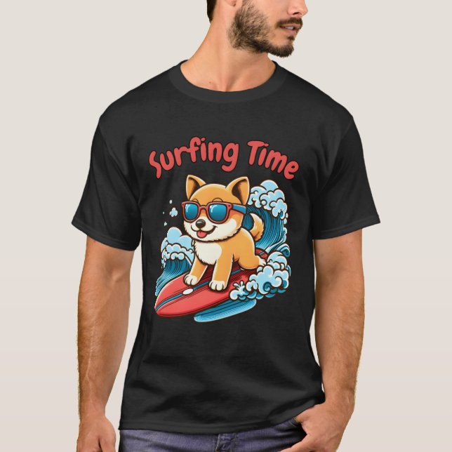 Surfing dog funny friend T-Shirt (Front)