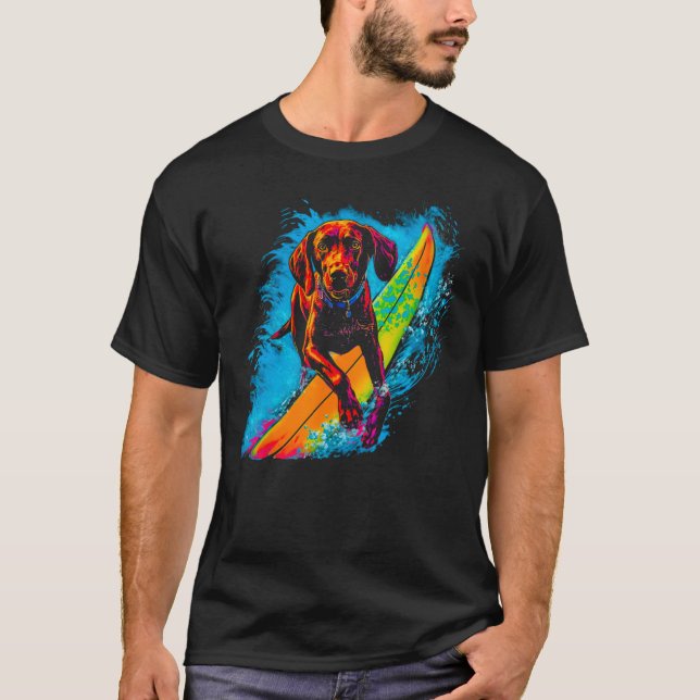 Surfing Dog German Shorthaired Pointer T-Shirt (Front)