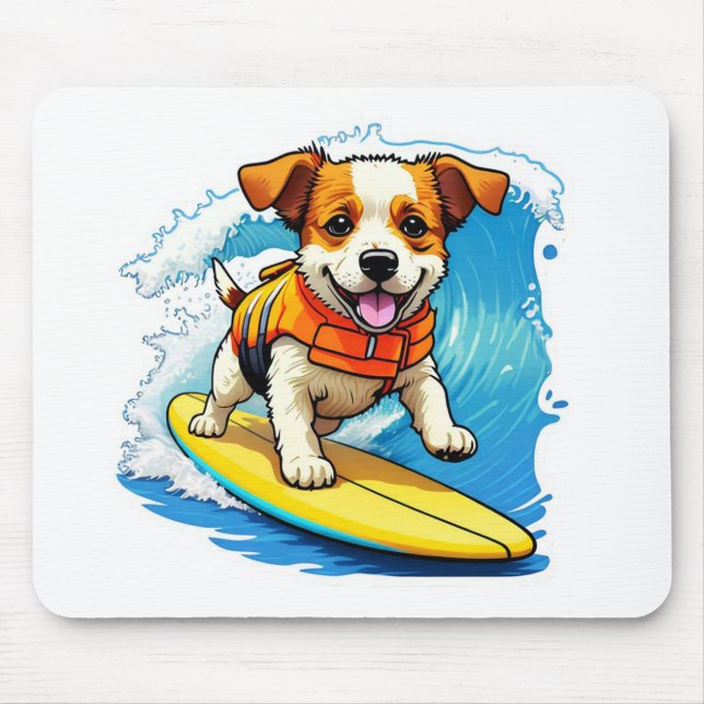 Surfing Dog Mouse Pad (Front)