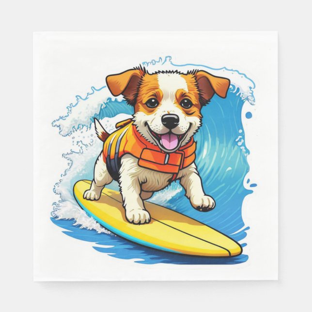 Surfing Dog Napkins (Front)