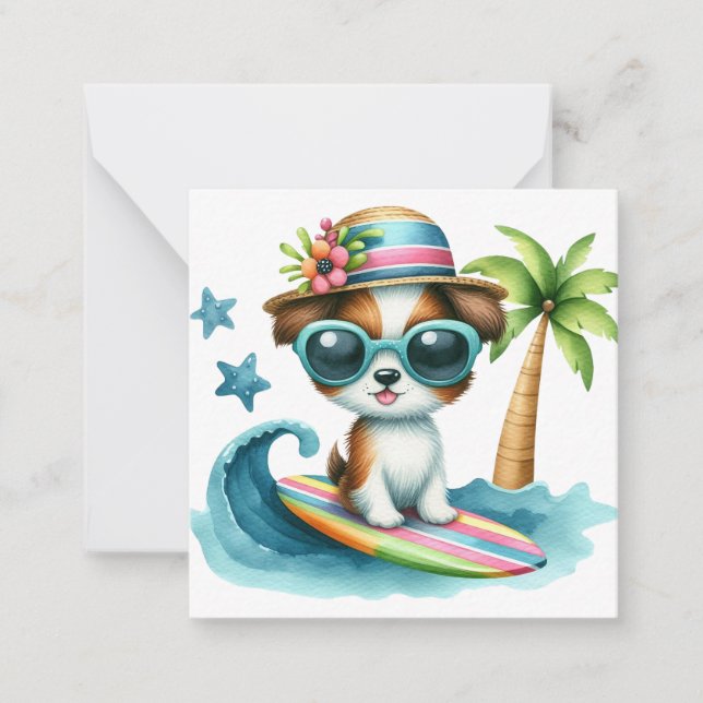 Surfing Dog Note Card (Front)