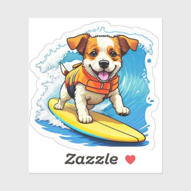 Surfing Dog Sticker (Sheet)