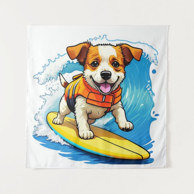 Surfing Dog Tapestry (Front)