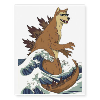 Surfing Dogira Temporary Tattoo