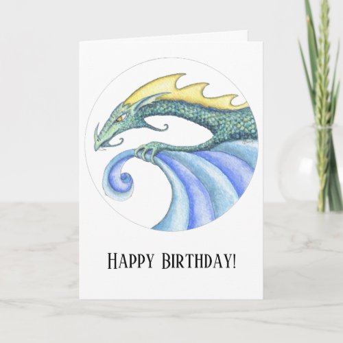 Surfing Dragon Birthday card