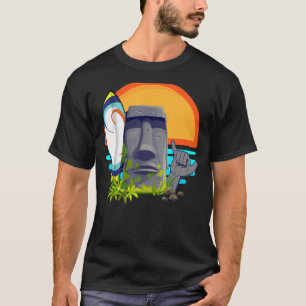 Surfing Easter Island Rapa Nui Moai Statue Shaka S T-Shirt