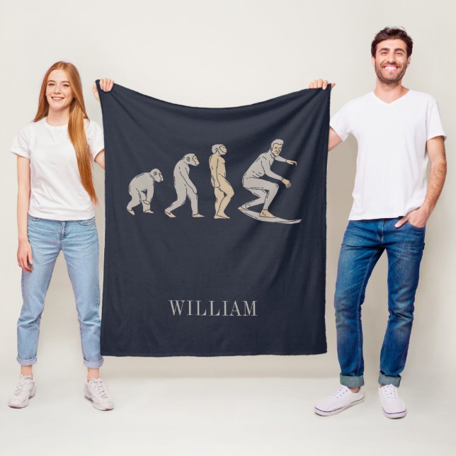 Surfing Evolution Surf Board Fleece Blanket (In Situ)