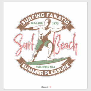 surfing fanatic beach sticker