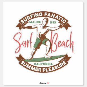 surfing fanatic beach sticker
