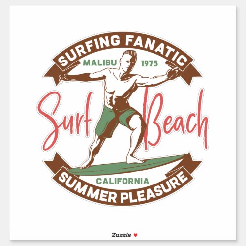 surfing fanatic beach sticker