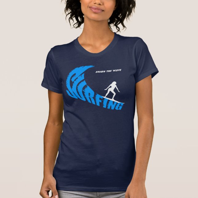 Surfing female customizable T-Shirt (Front)