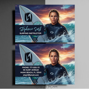 Surfing Female Instructor  Business Card