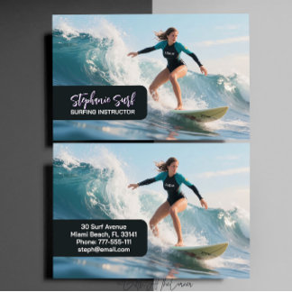 Surfing Female Instructor Business Card