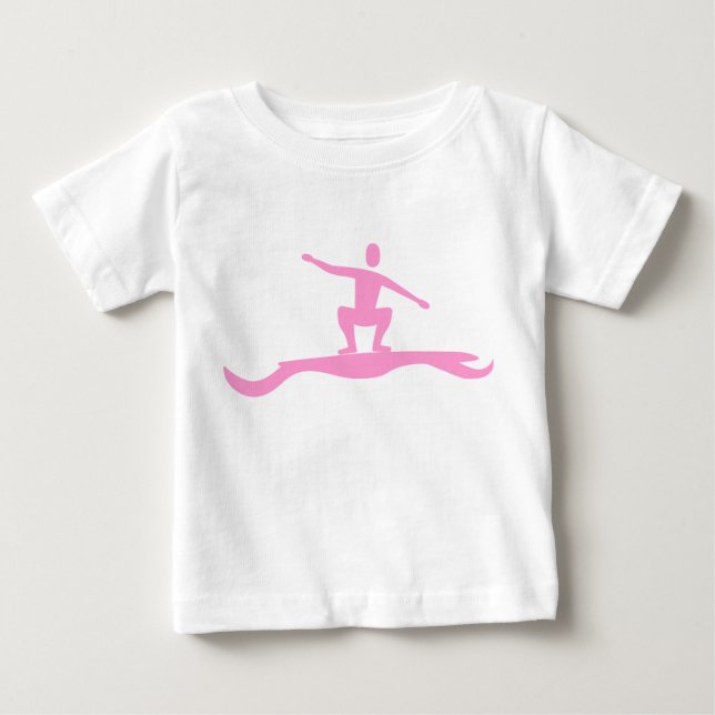Surfing Figure - Pink Baby T-Shirt (Front)