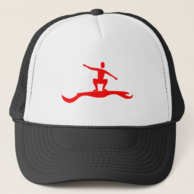 Surfing Figure - Red Trucker Hat (Front)