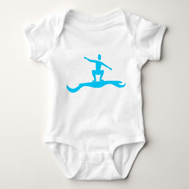Surfing Figure - Sky Blue Baby Bodysuit (Front)