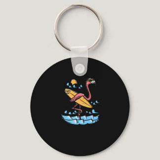 Surfing Flamingo Good Vibes Are Beach Vibes Premiu Keychain