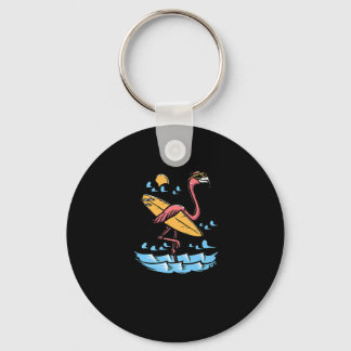 Surfing Flamingo Good Vibes Are Beach Vibes Premiu Keychain
