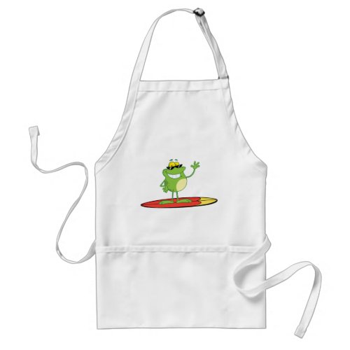 Surfing Frog Wearing Sunglasses Adult Apron