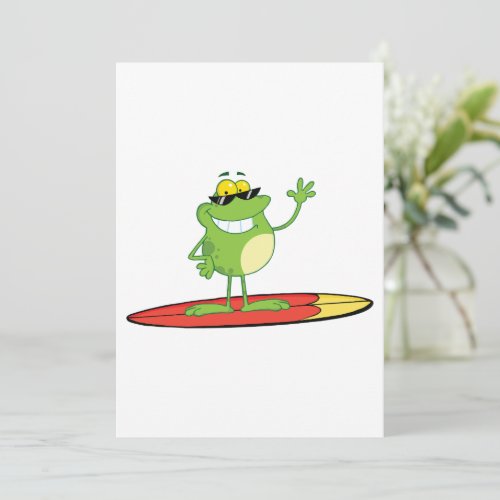 Surfing Frog Wearing Sunglasses Invitation