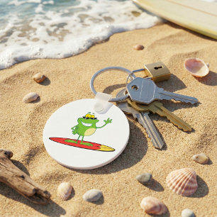 Surfing Frog Wearing Sunglasses Keychain