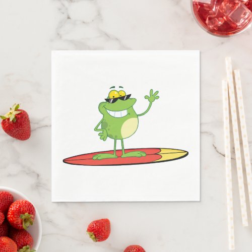 Surfing Frog Wearing Sunglasses Napkins