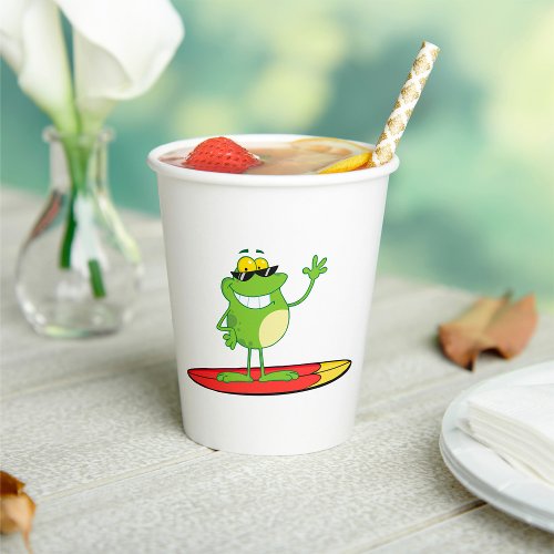 Surfing Frog Wearing Sunglasses Paper Cups