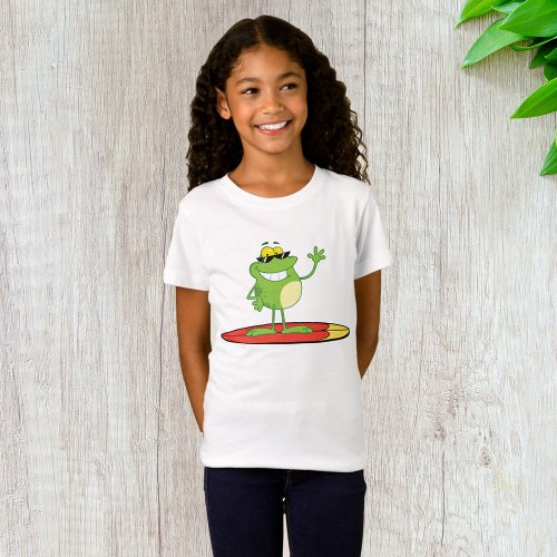 Surfing Frog Wearing Sunglasses T_Shirt