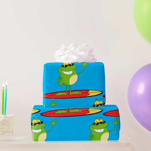 Surfing Frog Wearing Sunglasses Wrapping Paper