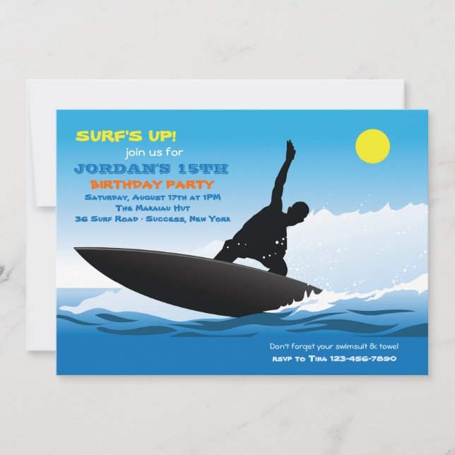 Surfing Fun Birthday Party Invitation (Front)