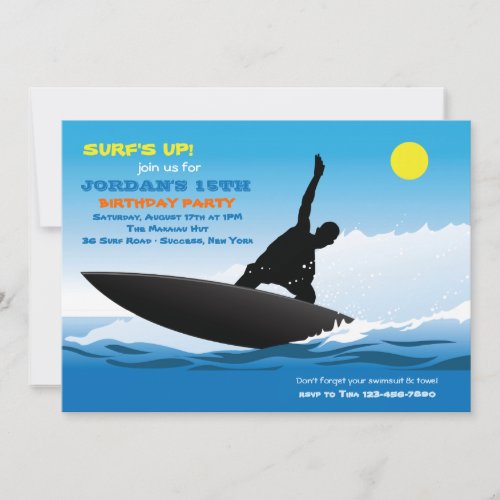 Surfing Fun Birthday Party Invitation