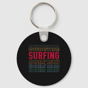 Surfing Funny Layered Text Surfer Coach Youth _1 Keychain