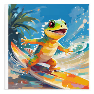 Surfing Gecko Riding The Waves Acrylic Print