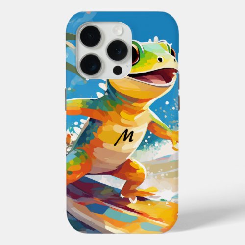 Surfing Gecko Riding The Waves iPhone 15 Pro Case