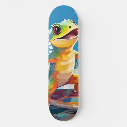Surfing Gecko Riding The Waves Skateboard